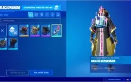 CONTA FORTNITE COM BOLO DE 1 ANO DE ANIVERSÁRIO (RARA)