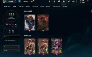 Unranked com TODOS os champs e 185 Skins ( ADC / MID )
