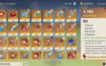 CONTA GENSHIN AR56 - 11 LENDÁRIOS ⭐ + 3 ARMAS 5⭐ - NILOU C1