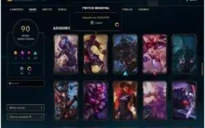 Conta Ouro 4 Com Twitch medieval + Warwick Selvagem (raras)