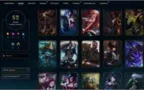 ACC lol Plat-V 107 Champs e 52 Skins lvl 86