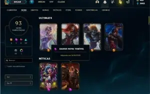 Conta unranked com 90 Champs e 93 Skins + 400 RP