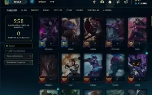 Conta bronze 3 com 90 Champs e 34 Skins + 3 Fragmentos