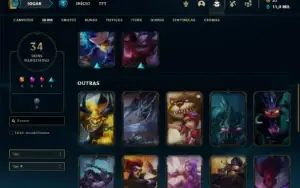 Conta bronze 3 com 90 Champs e 34 Skins + 3 Fragmentos