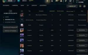 Mestre com 24 Champs e 1 Skin + 9 Fragmentos