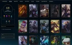 Vendo conta de lol que terminou a Season D1 70 skins