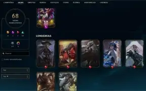 Vendo conta de lol que terminou a Season D1 70 skins