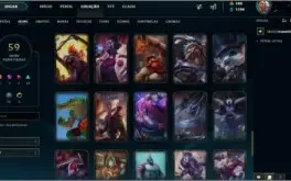Conta lol lvl 165, 59 skins, antes platina