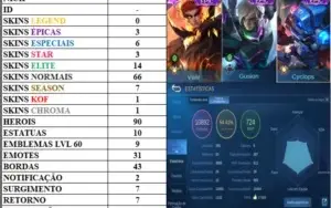 CONTA MOBILE LEGENDS COM 90 HEROIS E 10K DE PARTIDAS