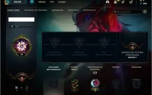 Conta unranked (ex bronze 1) com 30 champs e 1 skin