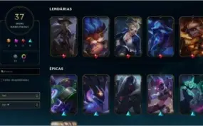 CONTA LOL: COM 37 SKINS - 87 CHAMPIONS - BORDA PLATINA