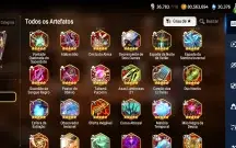 Conta de epic seven com muitos recursos acumulados