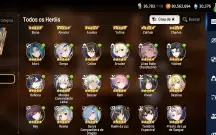 Conta de epic seven com muitos recursos acumulados
