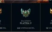 V> Conta Platina 2 124 Campeões 58 skins.Ouro nas duas flex.