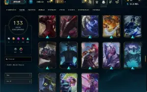 Unranked com TODOS os champs e 133 Skins ( MID / JG / ADC )