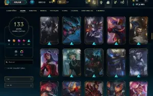 Unranked com TODOS os champs e 133 Skins ( MID / JG / ADC )