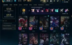 Unranked com TODOS os champs e 133 Skins ( MID / JG / ADC )
