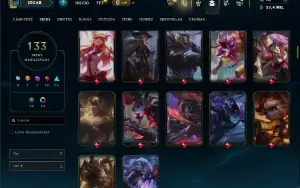 Unranked com TODOS os champs e 133 Skins ( MID / JG / ADC )
