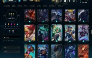 Unranked com TODOS os champs e 133 Skins ( MID / JG / ADC )