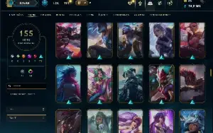 Prata 4 com TODOS os champs e 155 Skins ( MID / ADC / JG )