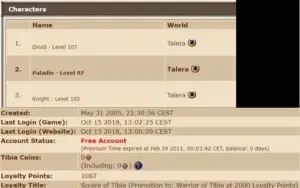 KNIGHT 102, DRUID 107, PALADIN 97 EM TALERA OPEN PVP