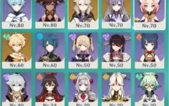 diluc ,klee c1, mona, keqing, venti e albedo 3 armas t5