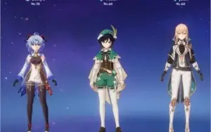 Conta com Ganyu, Venti, Jean + arco de amos