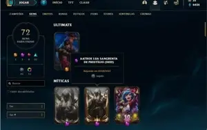 Conta prata 4 com 121 Champs e 72 Skins + 2 Prestigios
