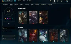 Conta prata 4 com 62 Champs e 36 Skins + 1 Fragmento