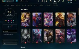 Platina 3 com 80 Champs e 69 Skins + 22 Espolios
