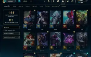 Platina 3 com 80 Champs e 69 Skins + 22 Espolios