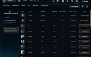 Conta ouro 4 com 23 Champs e 13 Fragmentos de skins
