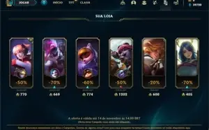 Conta ouro 4 com 23 Champs e 13 Fragmentos de skins