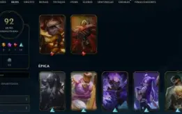 Conta League of Legends Full Acesso - 155 Champs e 92 Skins