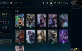 Conta LOL recheada - 201 skins - Platina