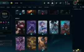 Conta LOL recheada - 201 skins - Platina