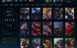 Unranked com 150 Champs e 211 Skins ( ADC / MID / TOP )