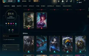 Unranked com 150 Champs e 211 Skins ( ADC / MID / TOP )