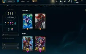 Unranked com 150 Champs e 211 Skins ( ADC / MID / TOP )