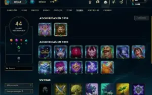 Diamante 4 com 35 Champs e 6 Skins + 2 Fragmentos