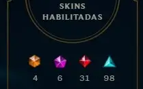 PLAT IV, 371 SKINS, 6 MÍTICAS, 4 ULTIMATE , 30 LENDÁRIAS E +