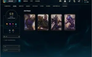 Conta platina 4 com 52 skins e 82 champs ( MAIN JG )