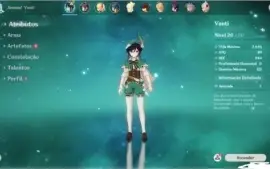 Conta Genshin Impact (Mona, venti, AR 10)
