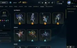 conta de lol com 288 skins habilitadas skin Ahri faker