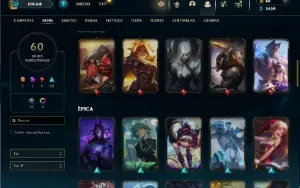 Unranked com 100 Champs e 60 Skins ( JG / SUP / ADC ) + RP