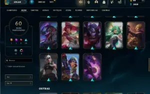 Unranked com 100 Champs e 60 Skins ( JG / SUP / ADC ) + RP