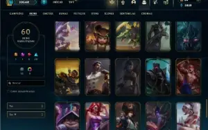 Unranked com 100 Champs e 60 Skins ( JG / SUP / ADC ) + RP