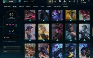 Unranked com 100 Champs e 60 Skins ( JG / SUP / ADC ) + RP