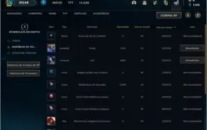 Conta DIAMANTE 1 (59% win rate), 32 champs e 6 skins