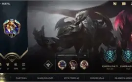 ESMERALDA IV + 10 SKINS + 40 CAMPEÕES + 1º PASSE WILD